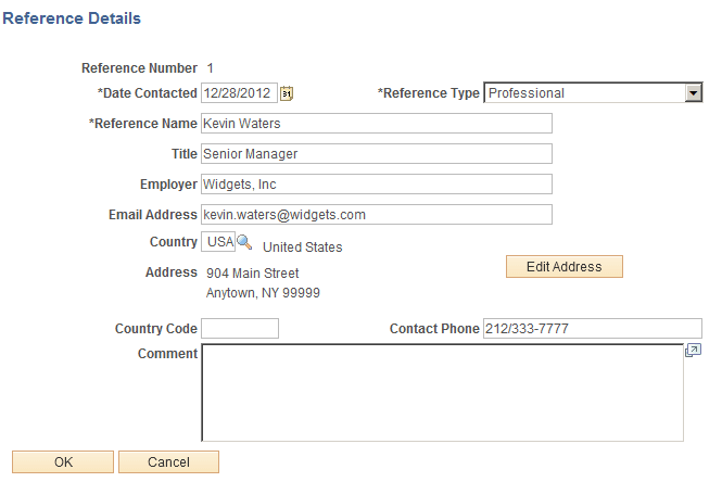 Reference Details page Reference Details page