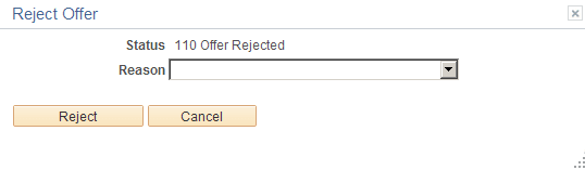 Reject Offer page Reject Offer page