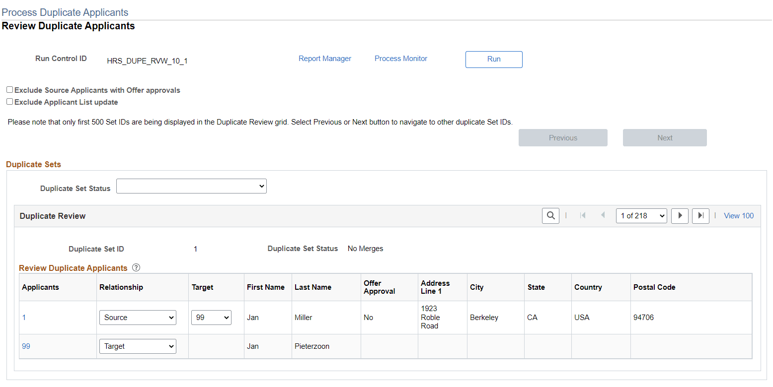 Review Duplicate Applicants