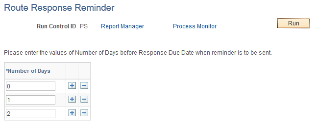 Route Response Reminder page Route Response Reminder page