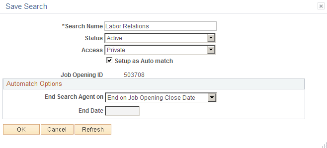 Save Search page