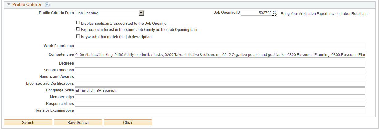 Search Applicants page: Advanced Search tab (2 of 2) Search Applicants page: Advanced Search tab (2 of 2)