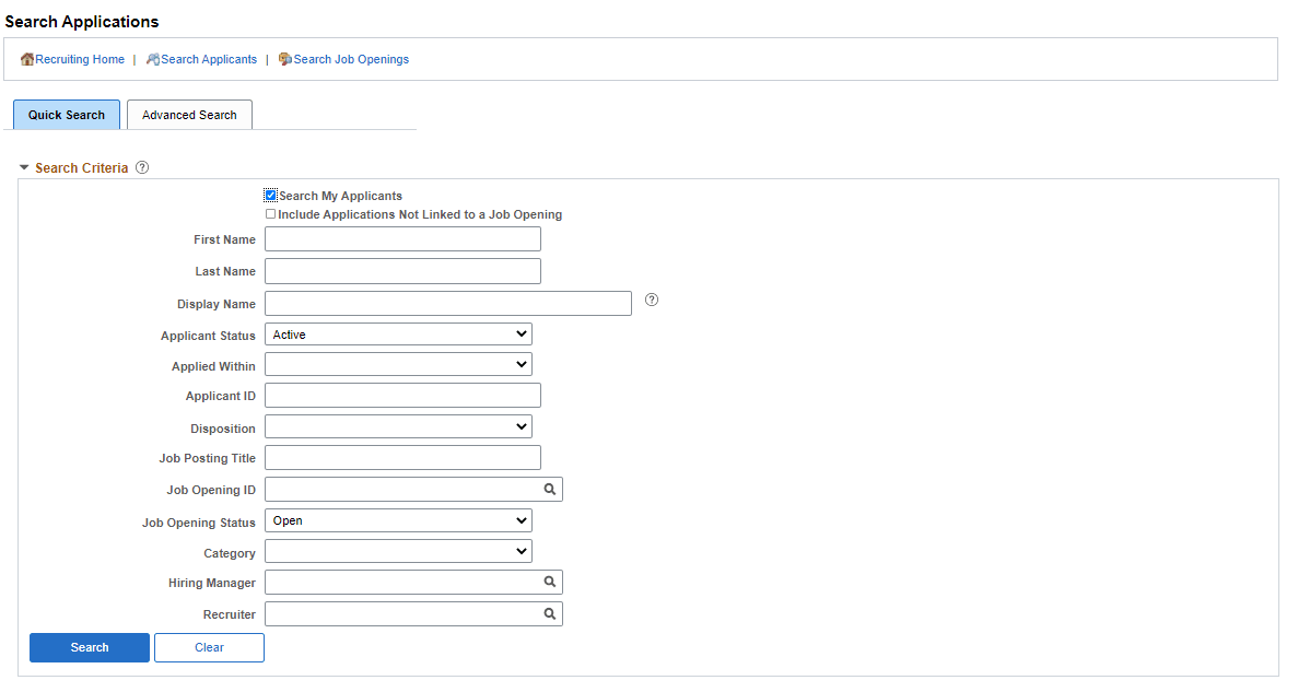 Search Applications – Quick Search Search Applications – Quick Search