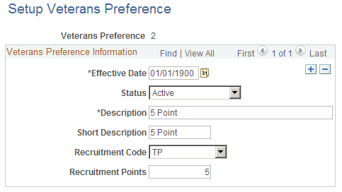 Setup Veterans Preference page Setup Veterans Preference page