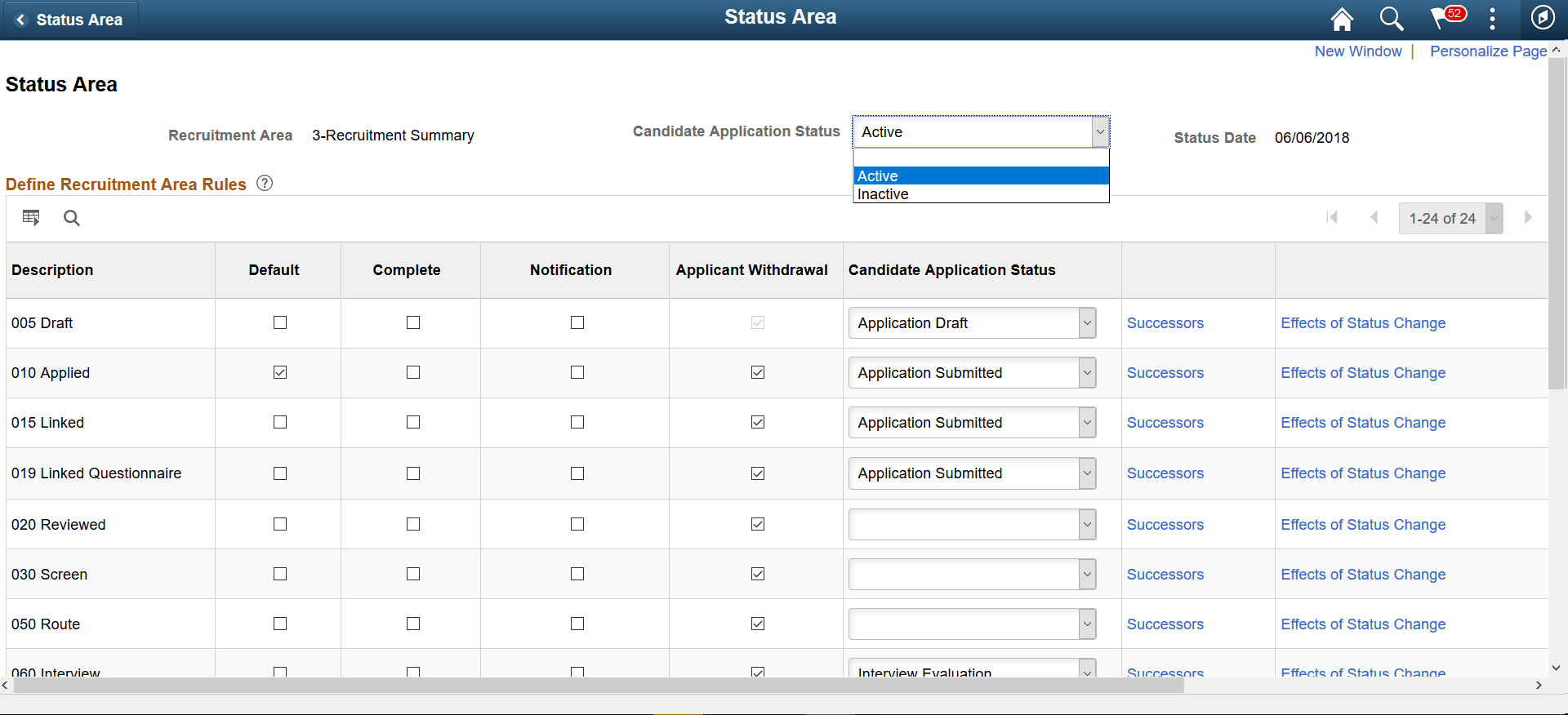 Status Area Page