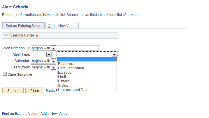 Alert Criteria Page Alert Criteria Page