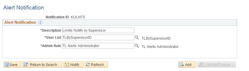 Alert Notification page Alert Notification page