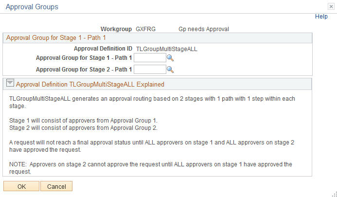 Approval Groups page Approval Groups page