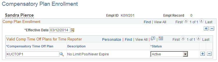 Compensatory Plan Enrollment page Compensatory Plan Enrollment page