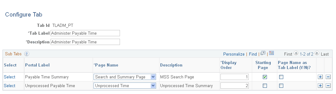 Configure Tab page