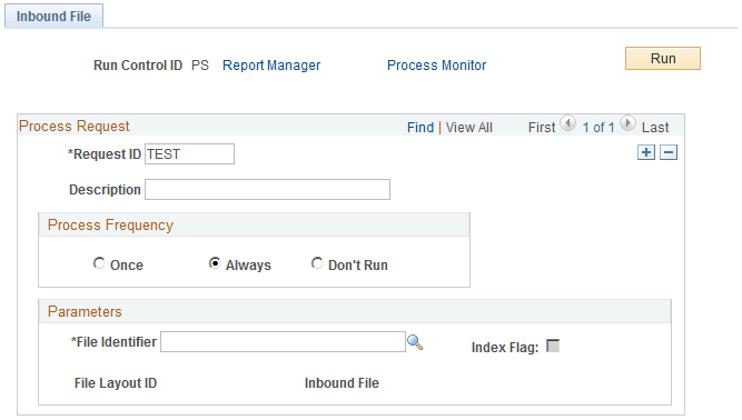 Inbound File (publish) page Inbound File (publish) page