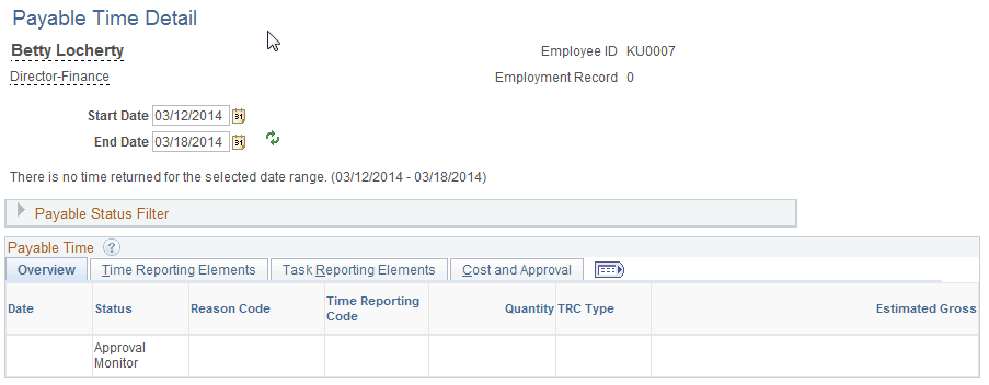 Payable Time Detail page Payable Time Detail page