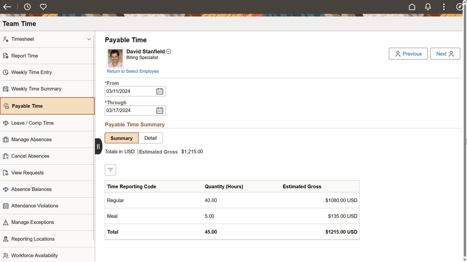 payable Time_Summary page payable Time_Summary page