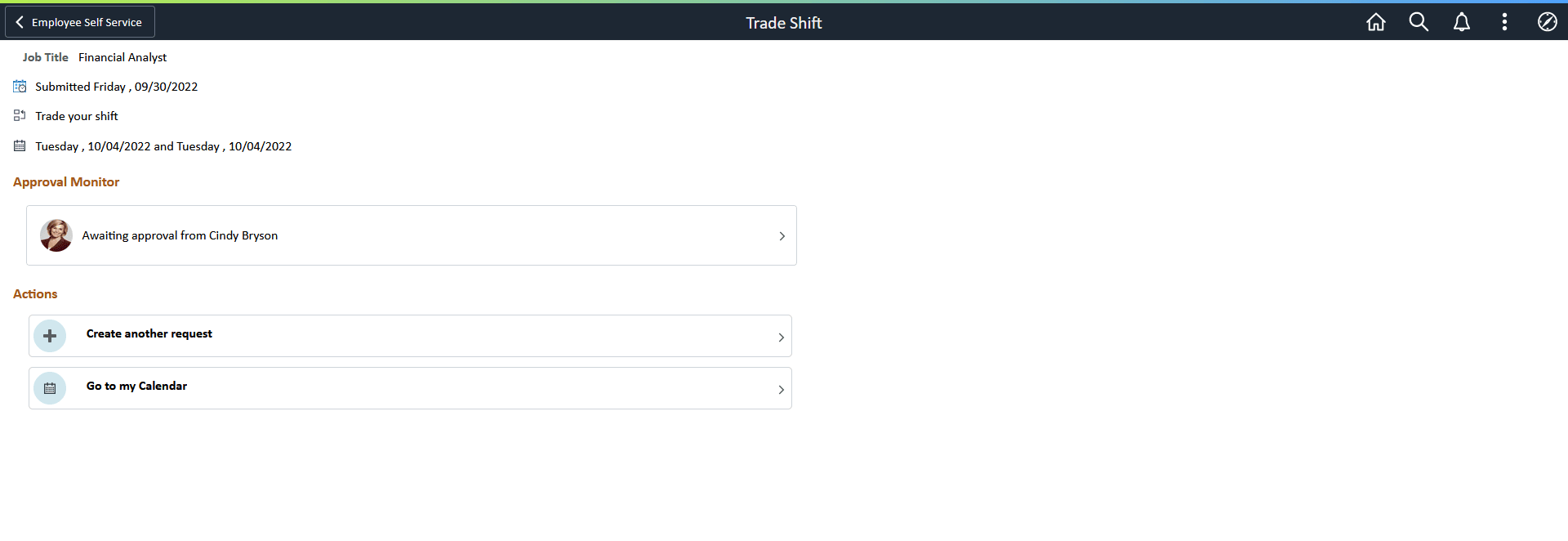 Request Summary Page