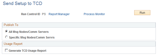 Send Setup to TCD page Send Setup to TCD page