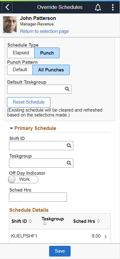 (SmartPhone) Add an Adhoc Schedule for all Punches