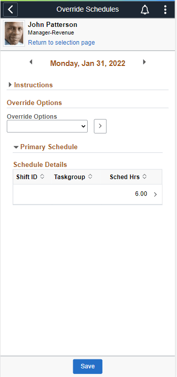 Override Schedules Page_SmartPhone