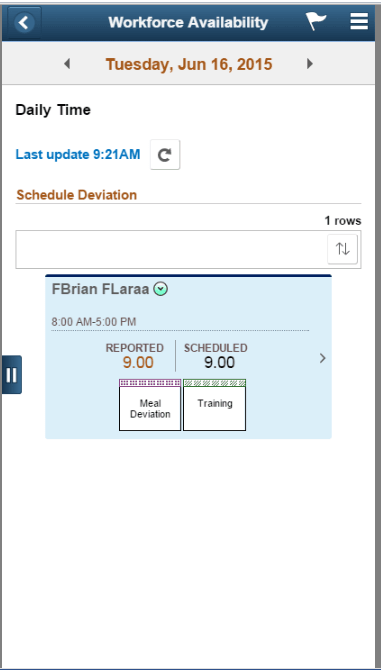 (Smartphone) Schedule Deviation daily page (Smartphone) Schedule Deviation daily page