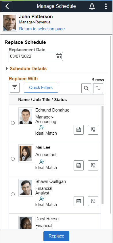 Manage Schedule - Swap Schedules page_SmartPhone