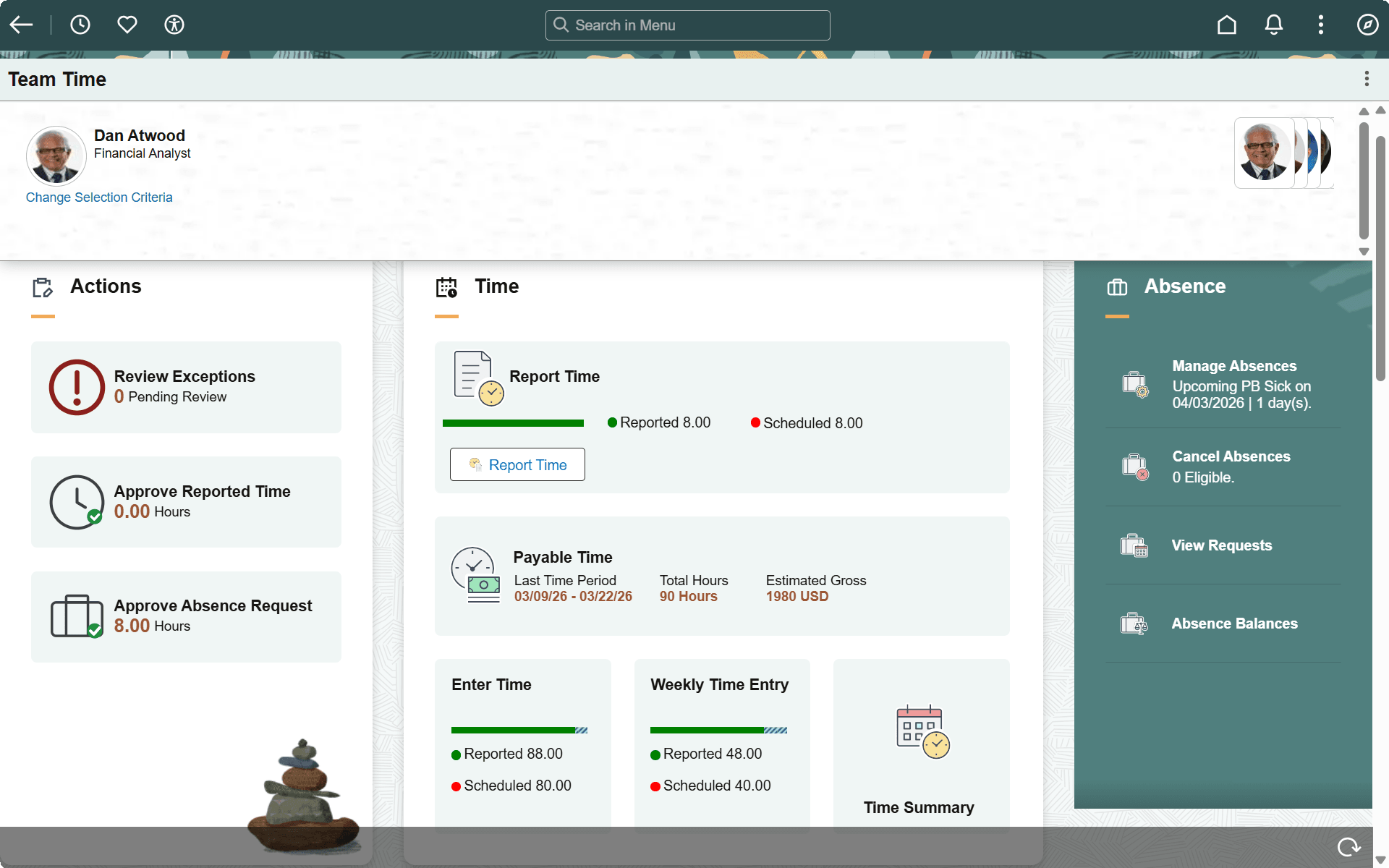 Team dashboard