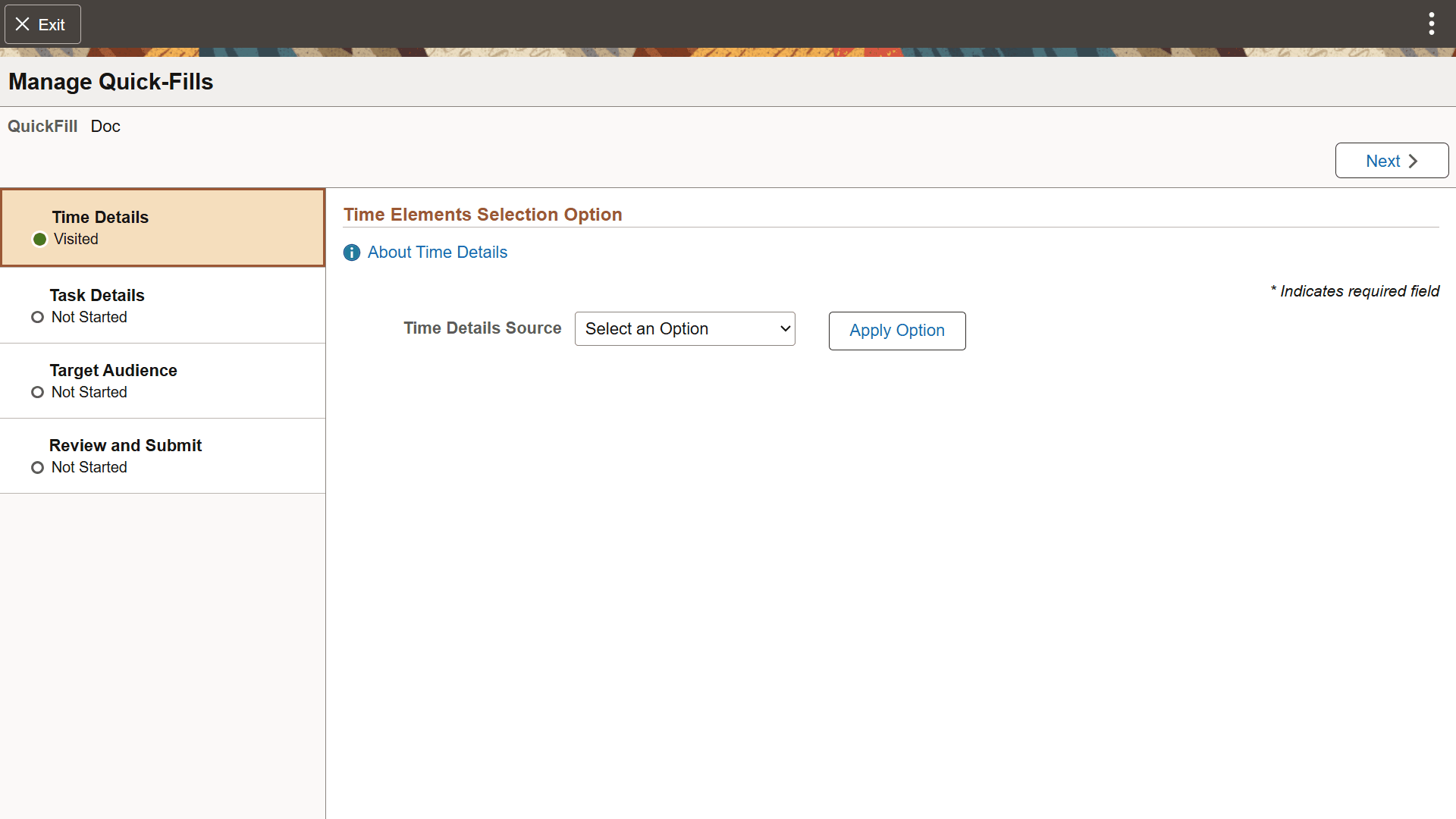 Time Details page Time Details page