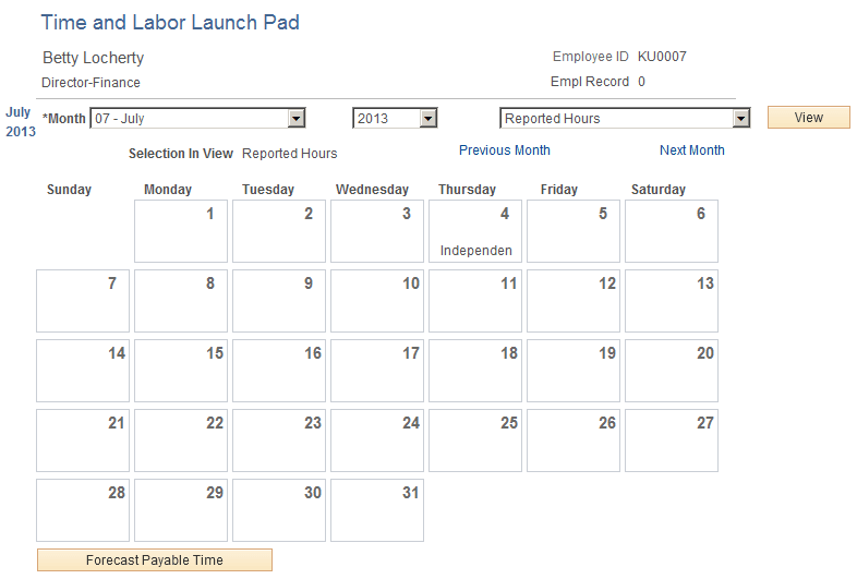 Time and Labor Launch Pad page Time and Labor Launch Pad page