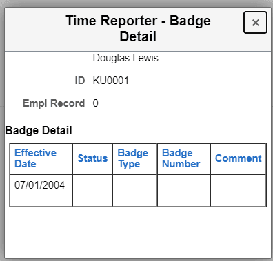 Time Reporter - Badge Detail modal Time Reporter - Badge Detail modal