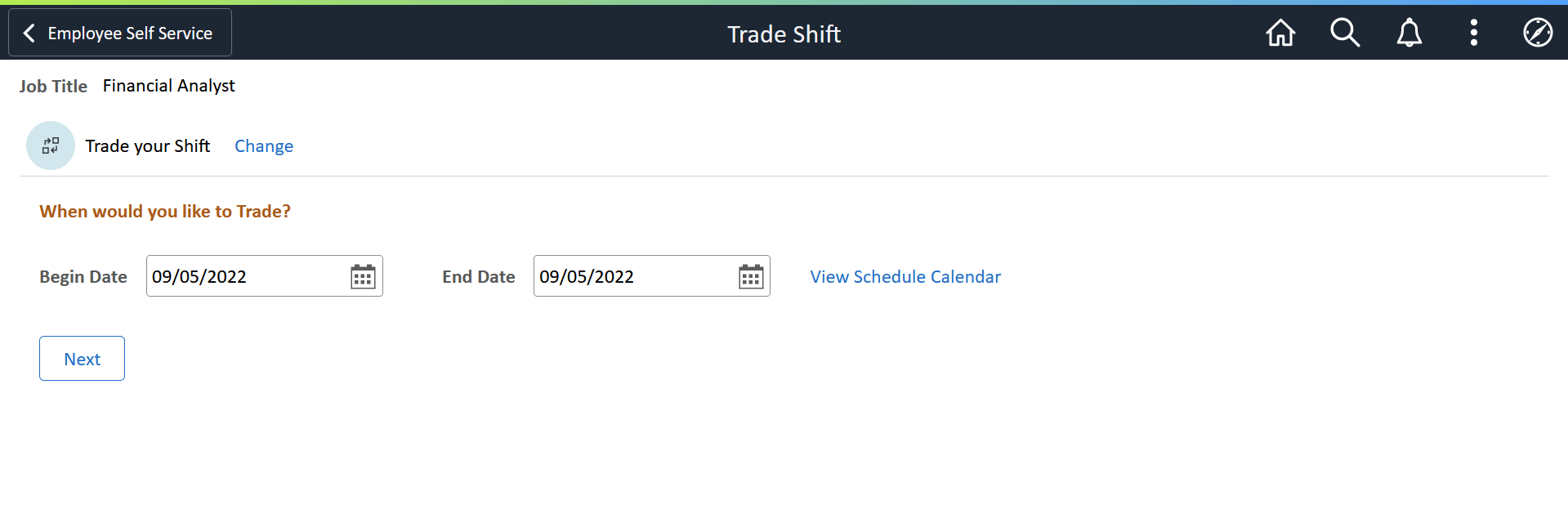 Trade Shift Page