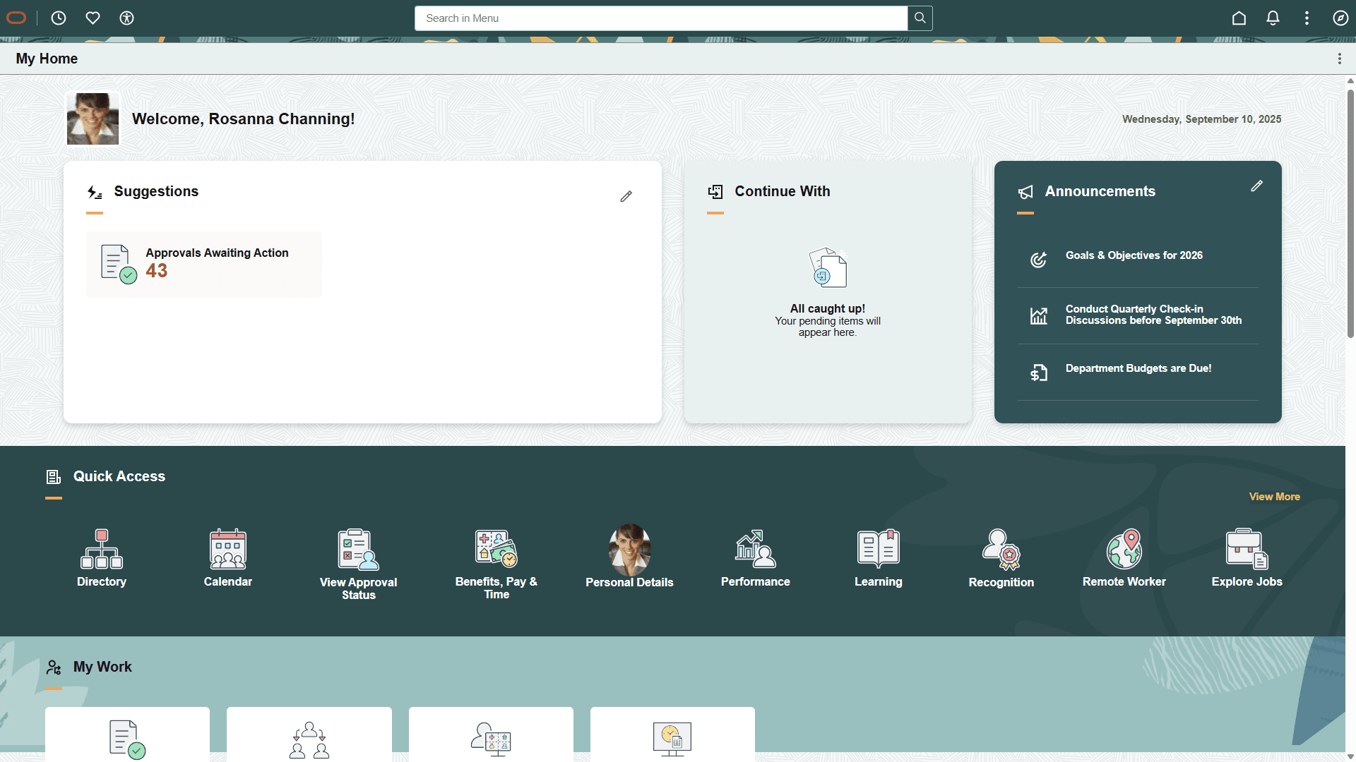 My Home landing page My Home landing page