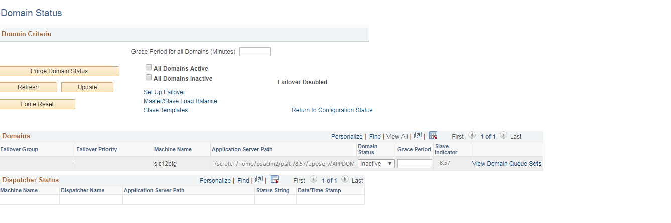 Domain Status page with no active domains