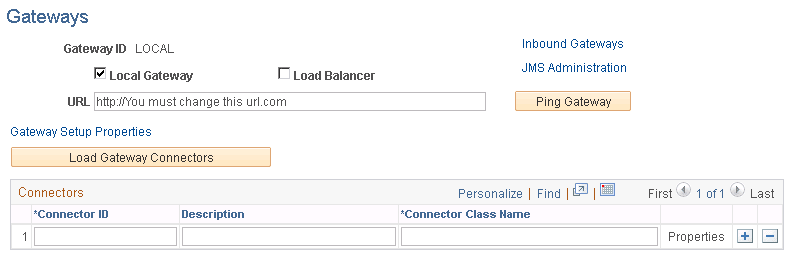 Integration Gateway page