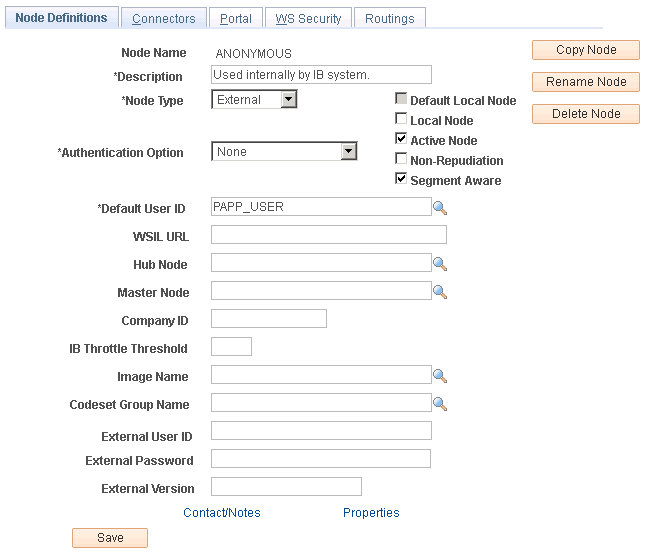 Node Definitions page
