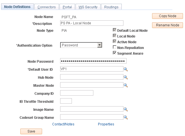 Node Definitions page