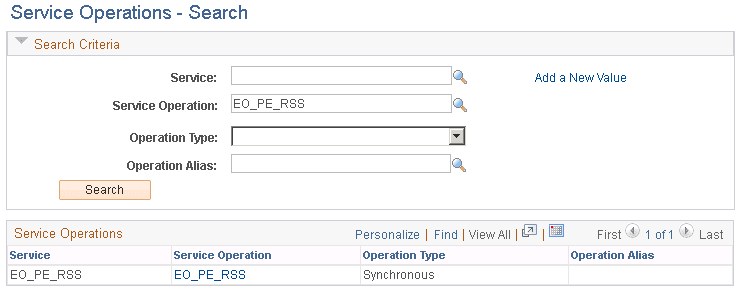 Service Operations - Find Service Operation search page
