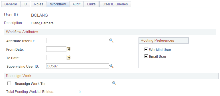 User Profiles - Workflow page User Profiles - Workflow page