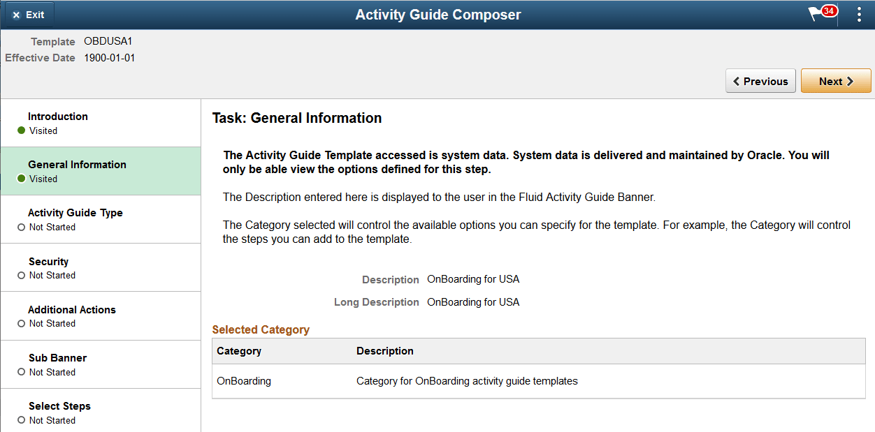 Activity Guide Composer - General Information Page Activity Guide Composer - General Information Page