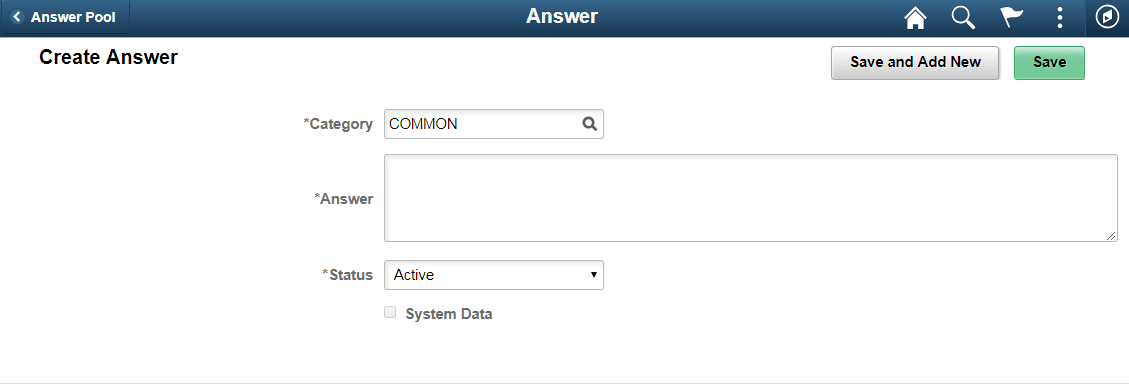 Create Answer page Create Answer page