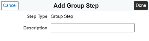 Add Group Step page Add Group Step page