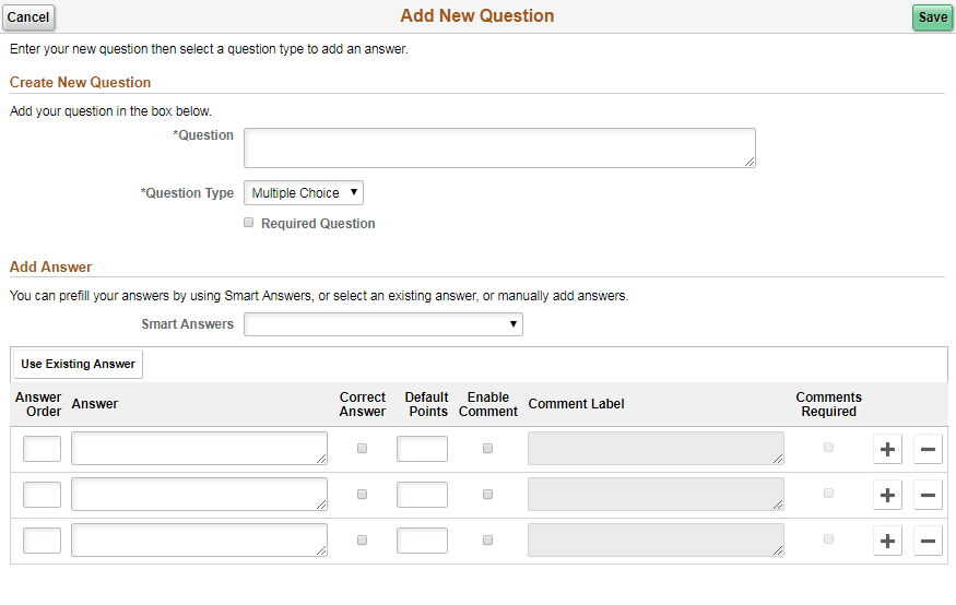 Add new Question page Add new Question page
