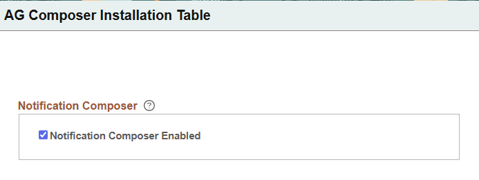 AG Composer Installation Table page