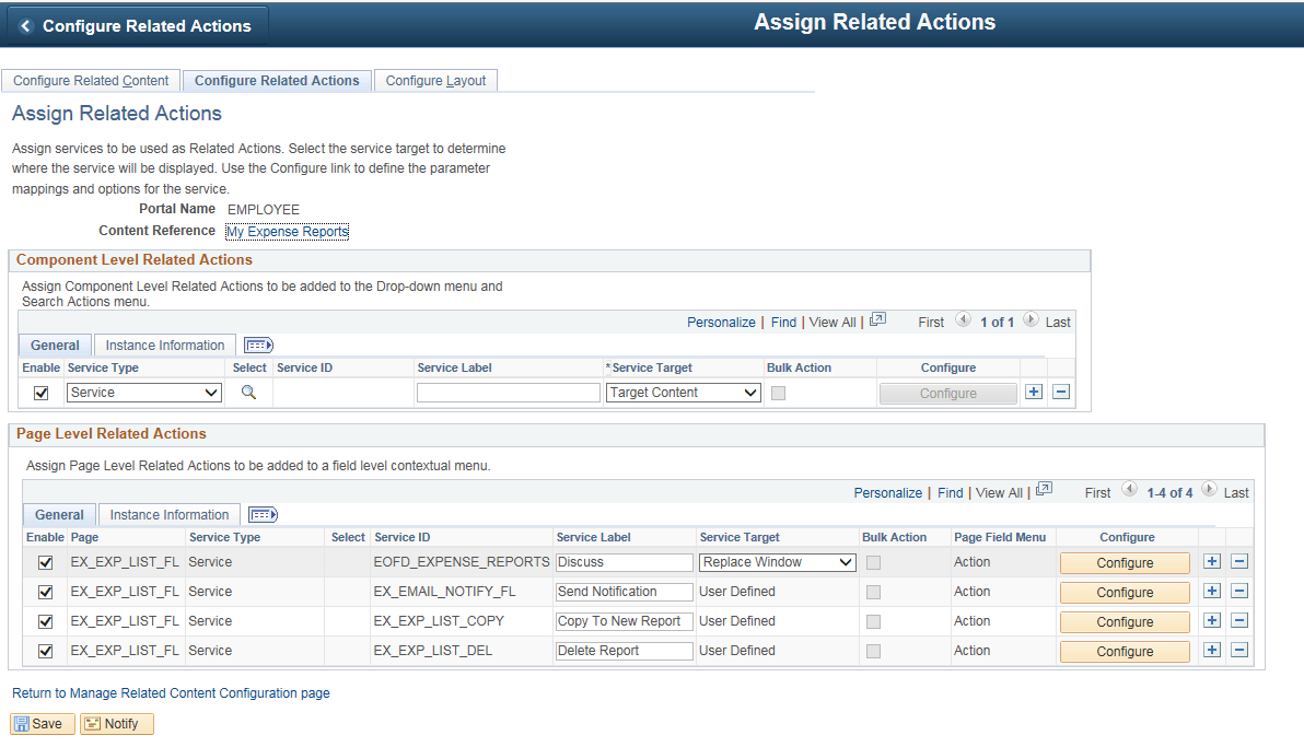 Assign Related Actions Page Assign Related Actions Page