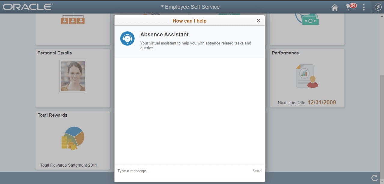 Chat window of a skill
