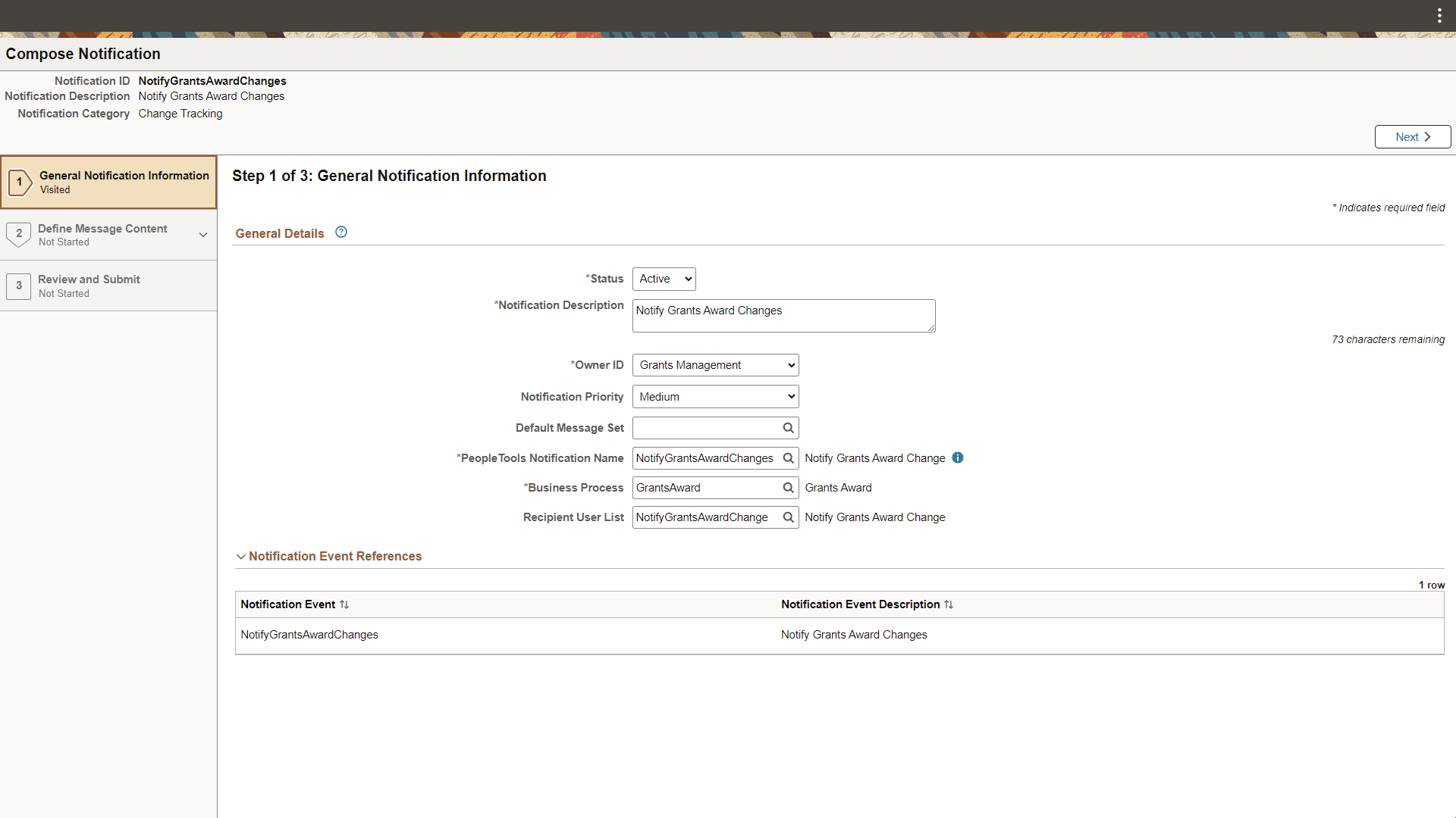 Compose Notification - General Notification Information (Change Tracking)