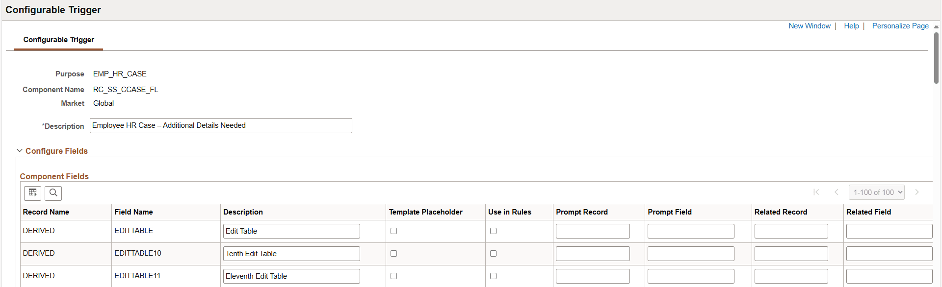 Configurable Trigger page (1 of 2)