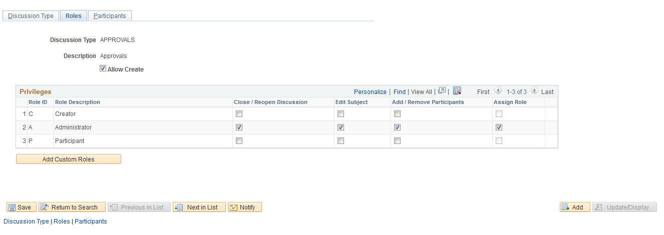 Discussion Type Roles page Discussion Type Roles page