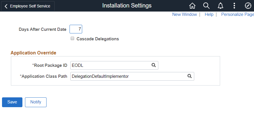 Installations Settings page Installations Settings page