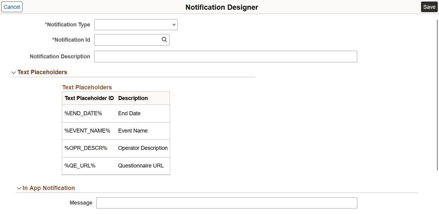 Notification Designer page (1 of 2)