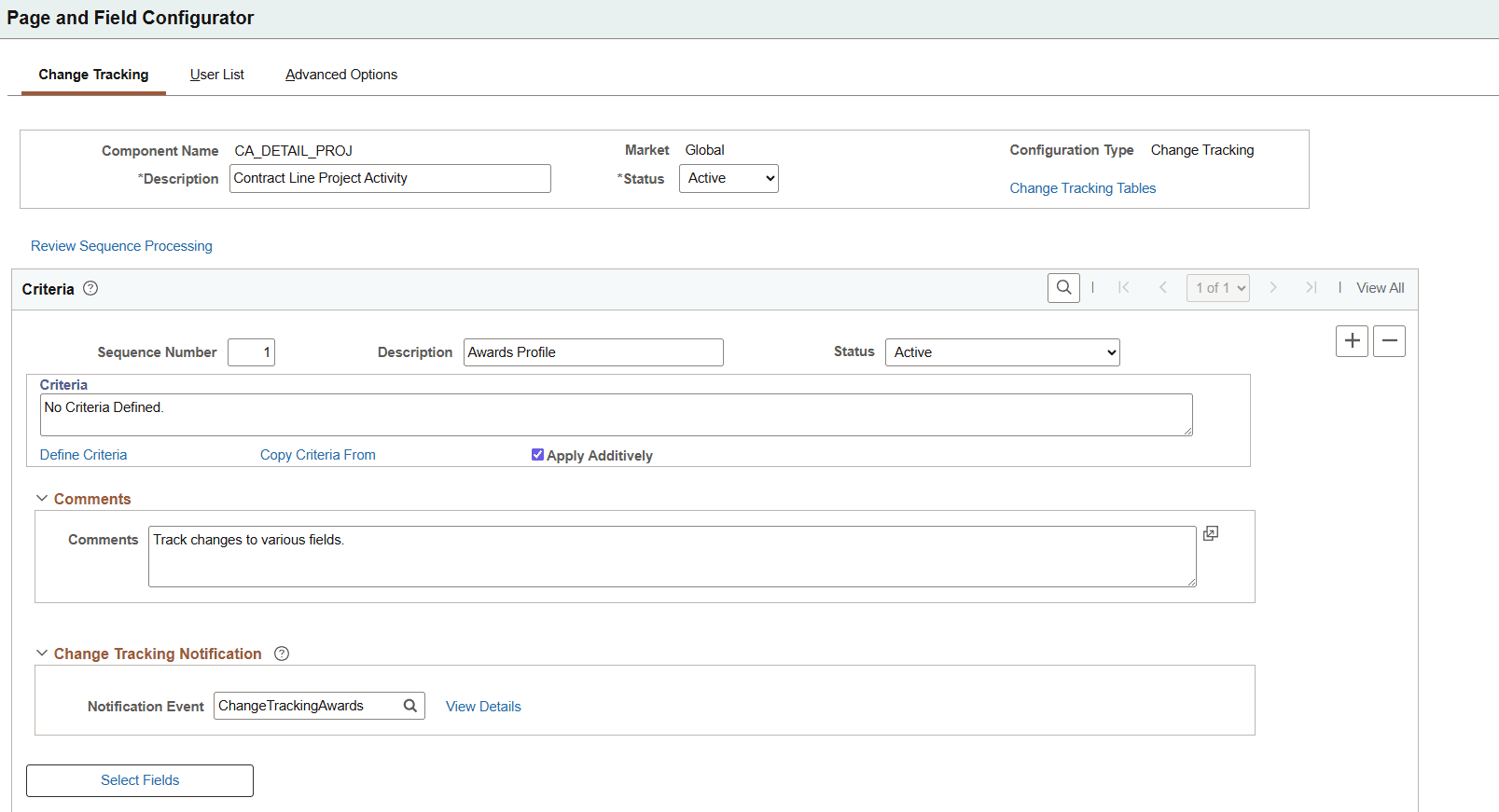 Page Configuration - Change Tracking (1 of 2)