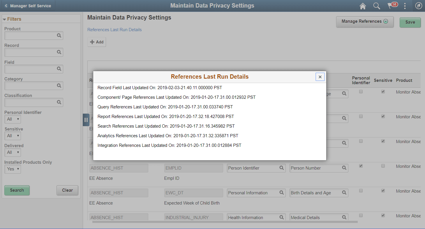 References Last Run Details References Last Run Details