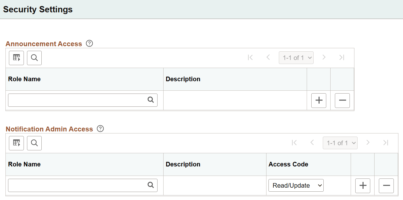 Security Settings page Security Settings page